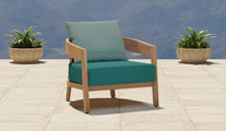 Windsor Lounge Chair in Paris Fabric with Teal Seat Cushion & Sky Back Cushion