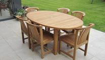 Teak Oval Garden Dining Table with Winchester Dining Chair Set