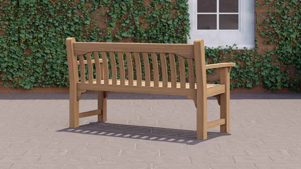 York Commemorative Teak Bench Rear Angled View