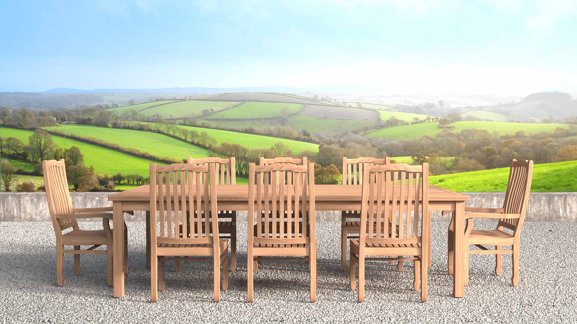 Kensington Carver & Dining Chairs With Fixed Rectangular Table