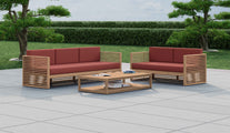 Buckingham Teak Outdoor Lounge Set Featuring 3 Seat Sofa, 2 Seat Sofa and Rectangular Coffee Table in Paris Range Fabric - Terracotta