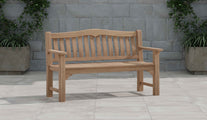 Hereford Teak Garden Bench 150cm 3 Seater Front Angled View