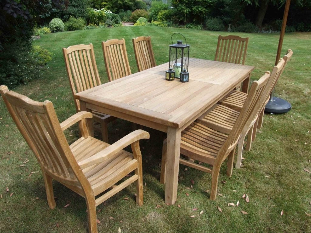 120x240cm Teak Fixed Rectangular Table & Kensington Chairs