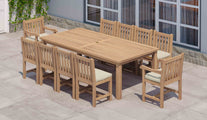 120x240cm Teak Fixed Rectangular Table With Salisbury Carver & Dining Chairs Overhead Perspective