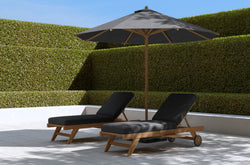 Round Parasol Stone Grey with Pool Lounger and Graphite Cushion