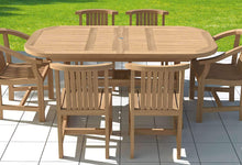 Teak 130-180cm Deluxe Garden Extending Table ( 6 Seater) with Two Winchester Carver Chairs and Four  Winchester Dining Chairs