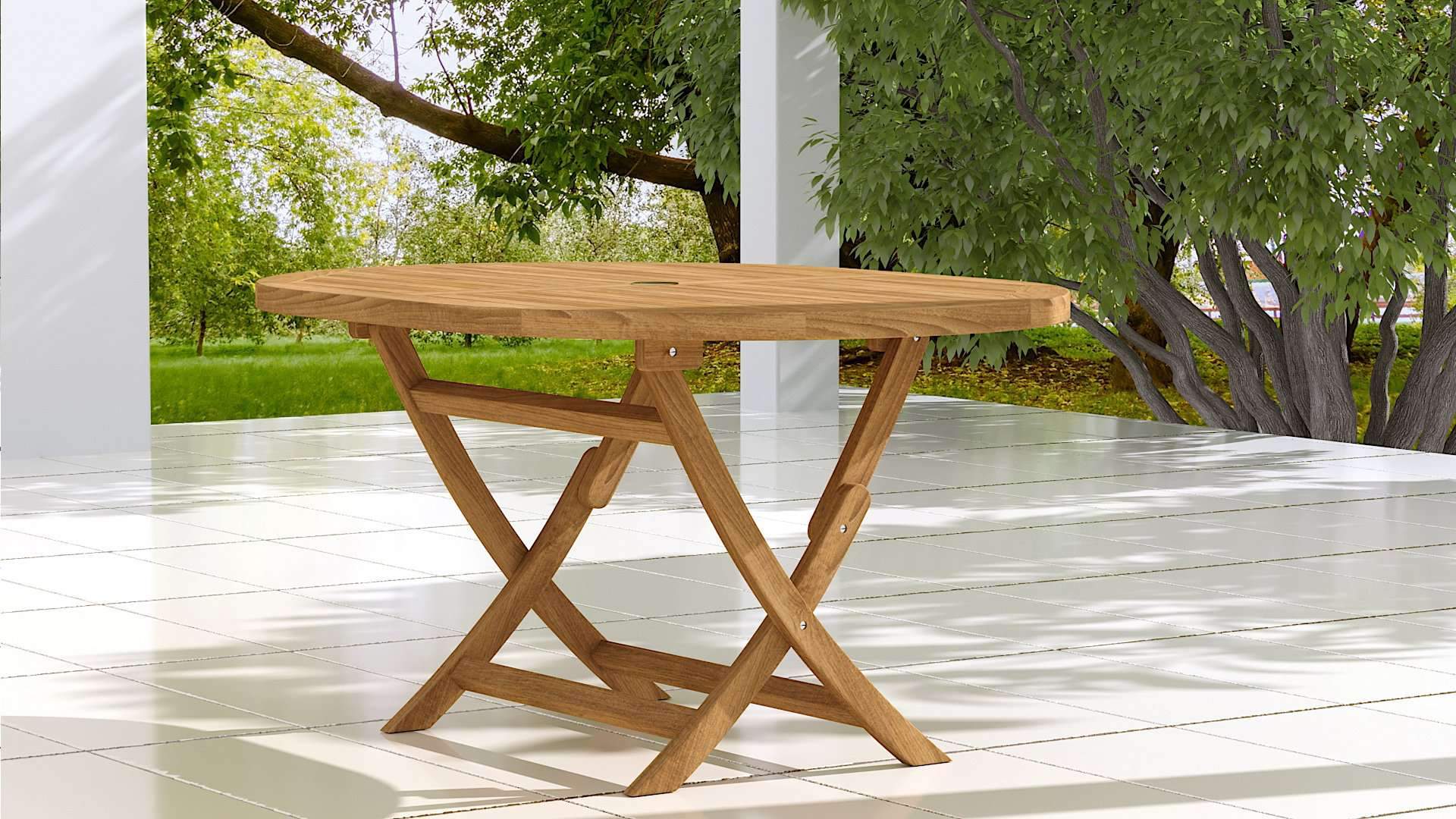 Oval Folding Teak Garden Table 4-6 Seater