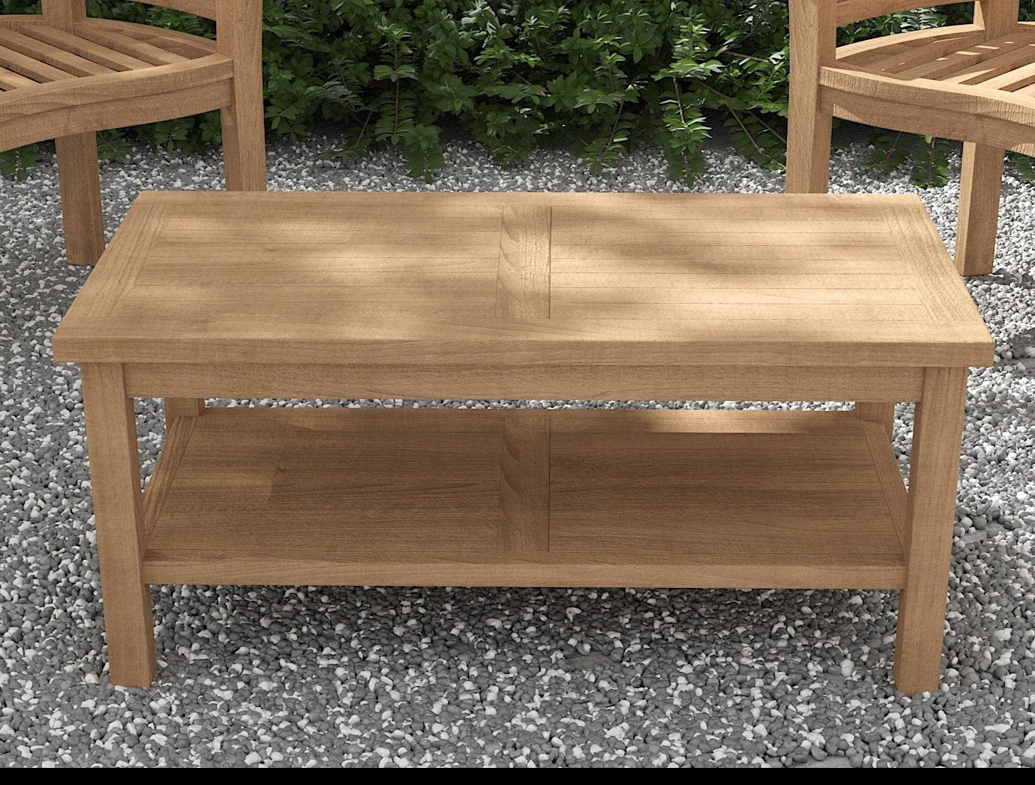 Rectangular Teak Coffee Table with Shelf 50 x 100cm
