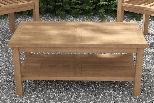 Rectangular Teak Coffee Table with Shelf 50 x 100cm