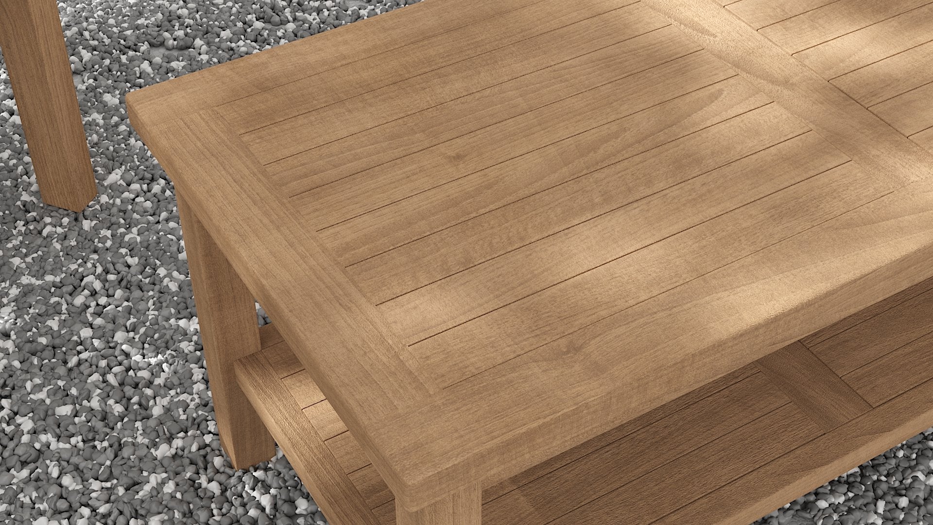 Rectangular Teak Coffee Table 50 x 100cm Showing Top In Detail