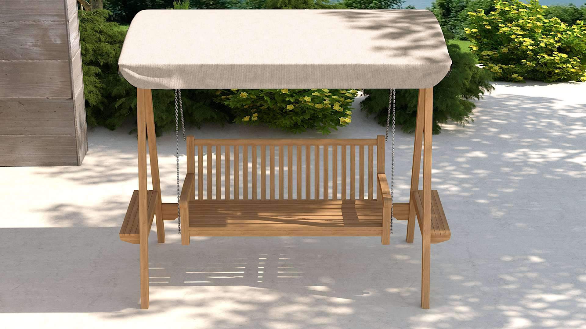 Teak Swing Seat - Ecru Canopy