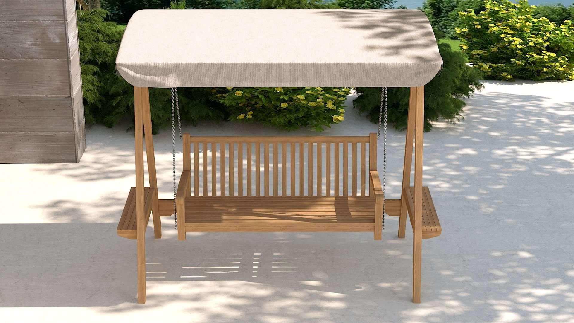 Teak Swing Seat - Ecru Canopy 