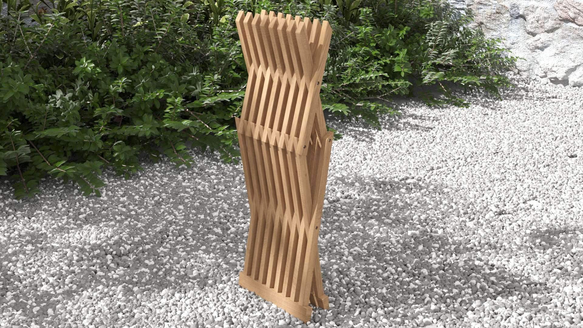 Teak Folding Stool folded view