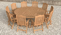 Lymington Reclining Teak Chairs with Fixed Round Teak Table