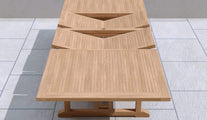 Teak Rectangular Extending Garden Dining Table 120 x 200-300cm Close Up Detail