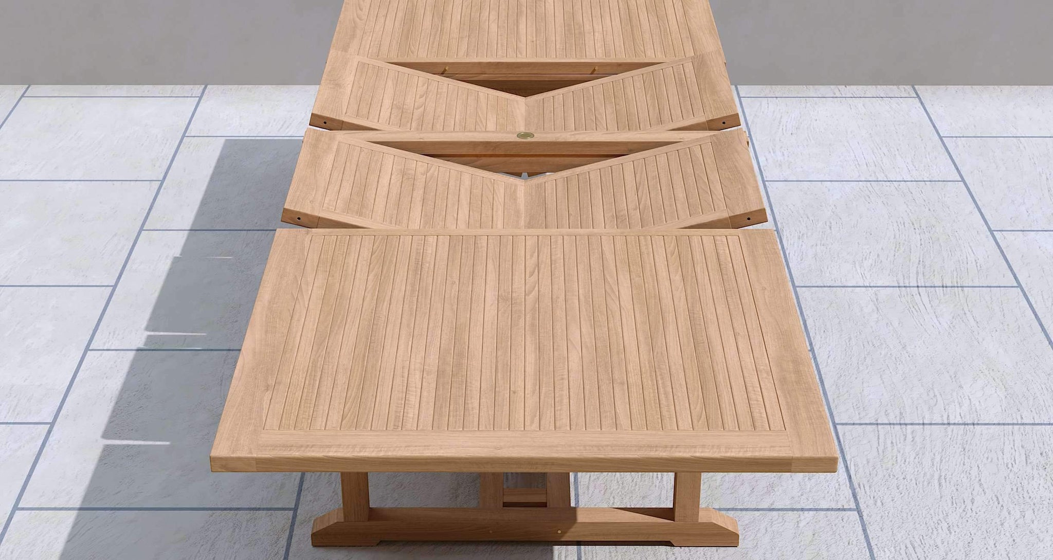 Teak Rectangular Extending Garden Dining Table 120 x 200-300cm Close Up Detail