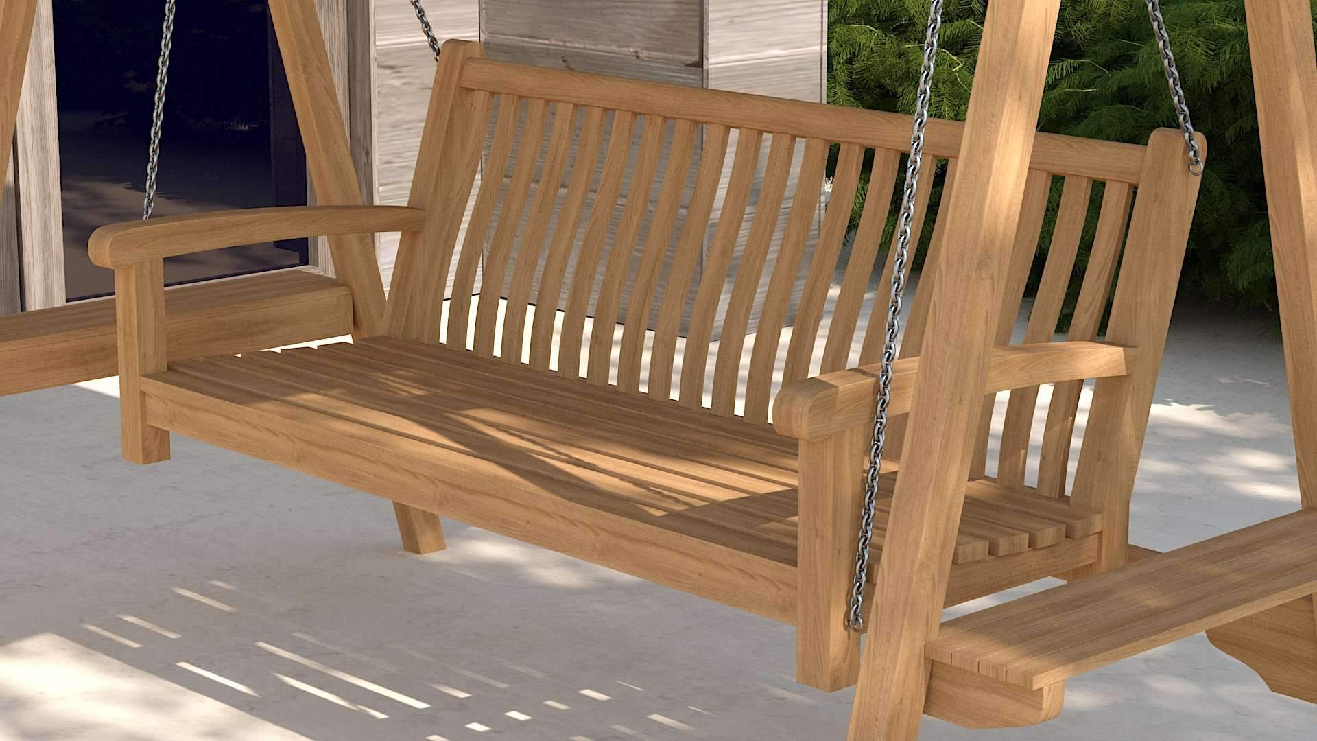 Teak Swing Seat - Detail Close Up