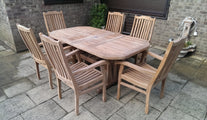 Teak Deluxe Extending Patio Garden Furniture Table and Kensington Carver Chair Set