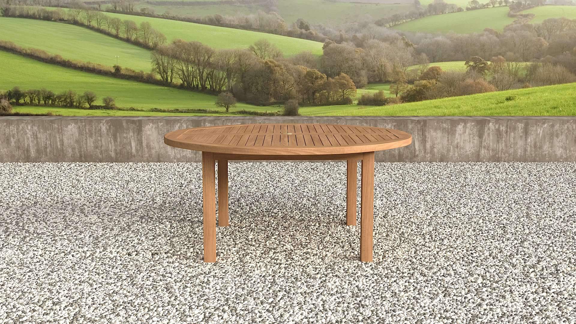 Garden Teak Fixed Round Table 165cm (8 Seater)