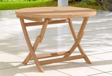 Round Folding Teak Garden Table  Front Angled View