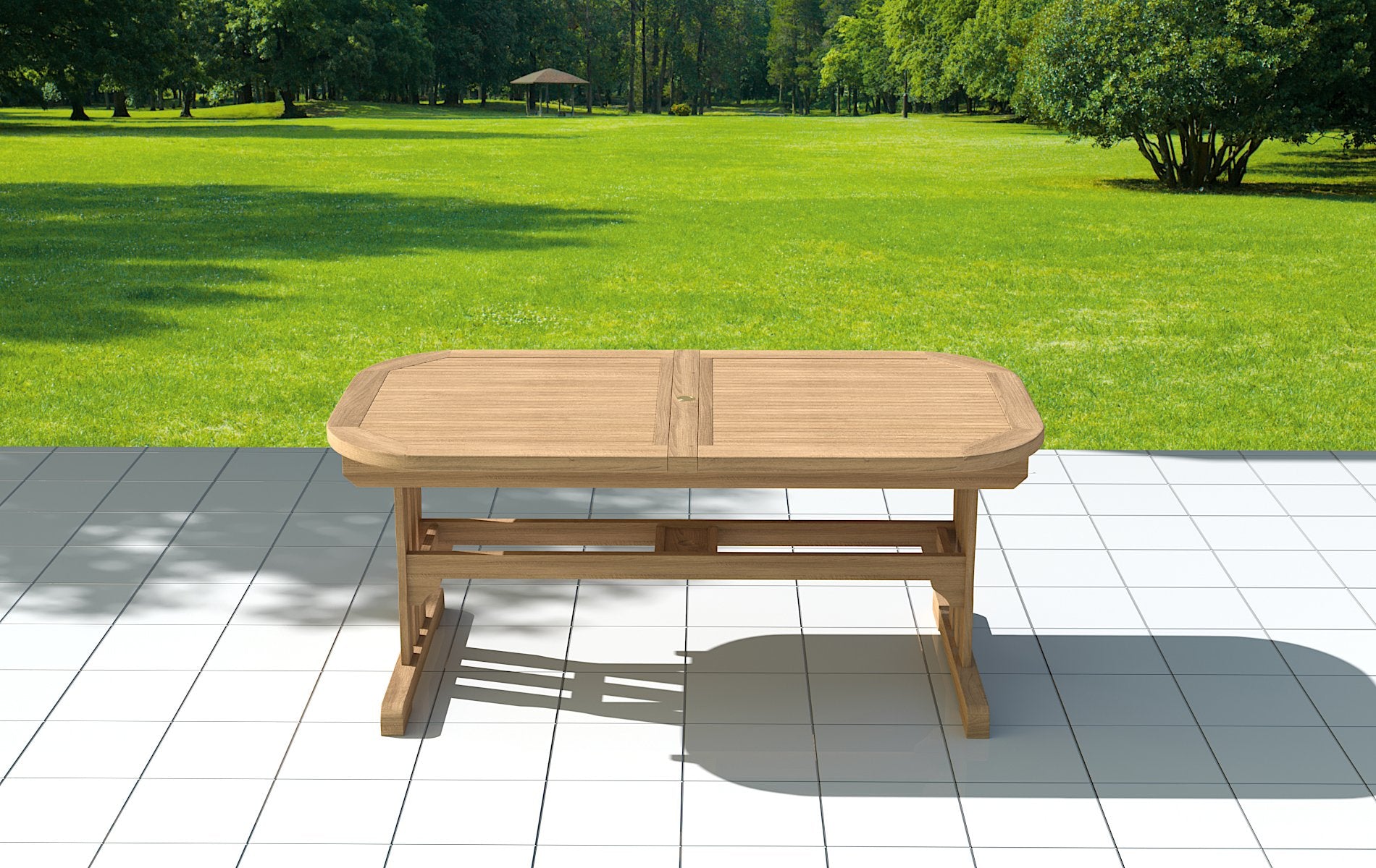 Deluxe Teak Extending Garden Dining Table Closed-Not Extended