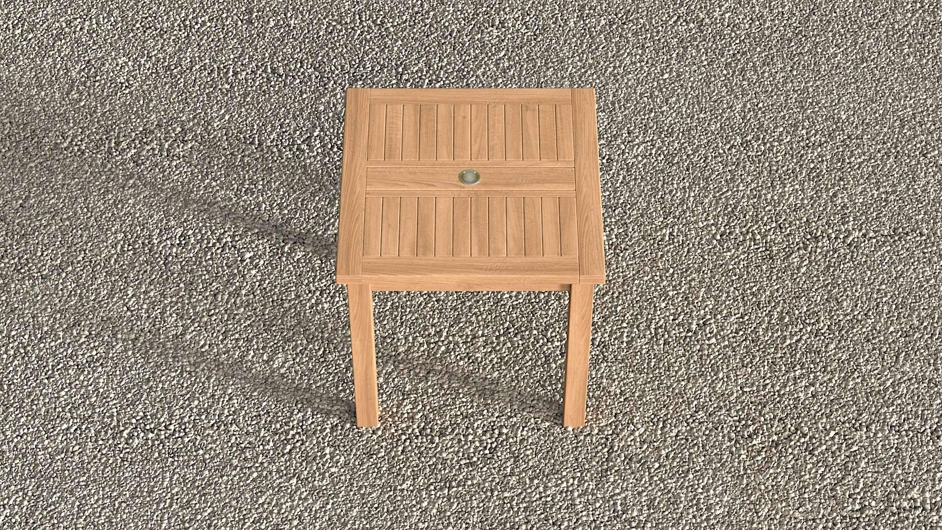 Fixed Square Teak Garden Dining Table Overhead Perspective