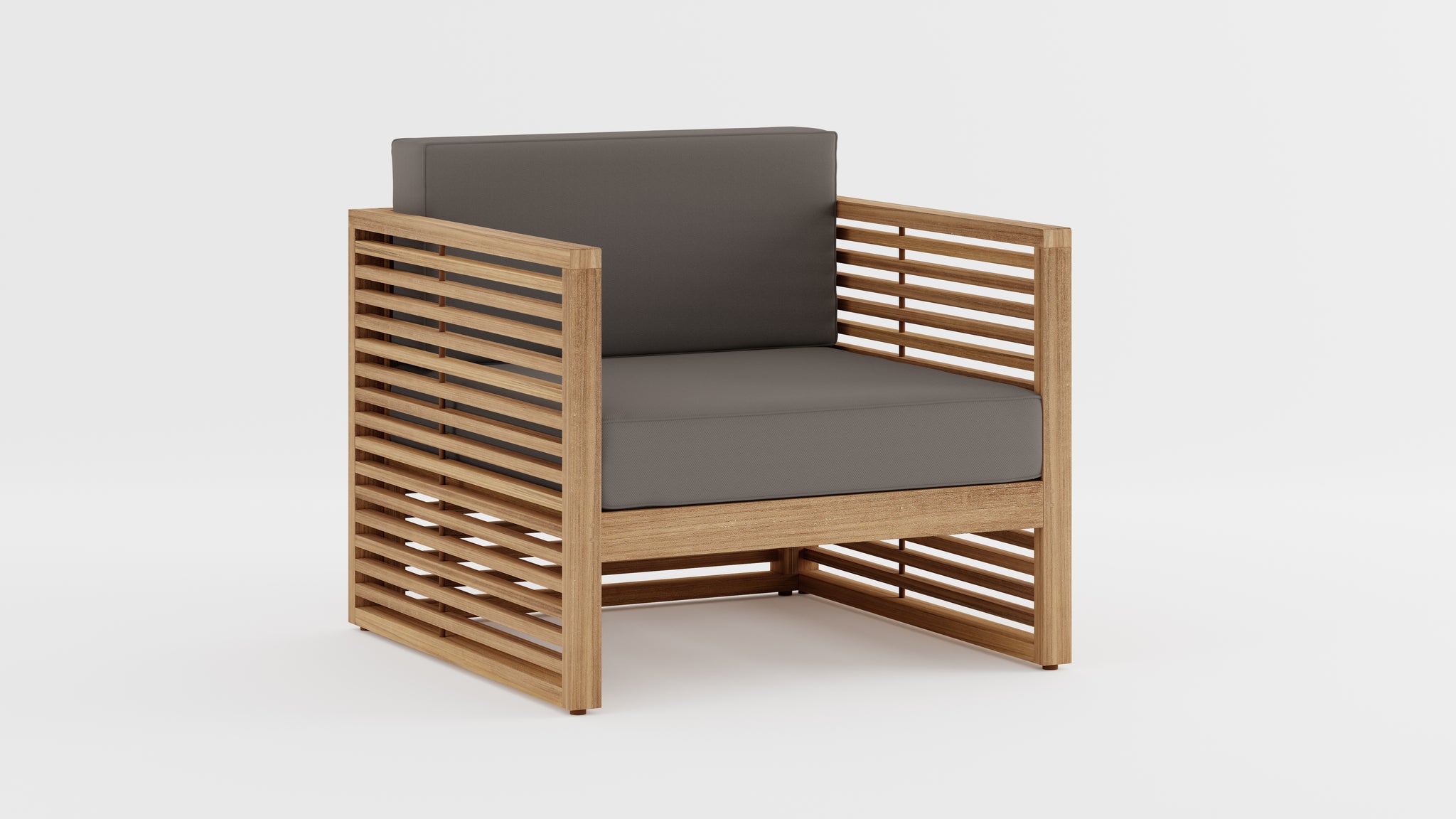 The Buckingham Teak Modular Lounge Armchair with Light Grey Cushions