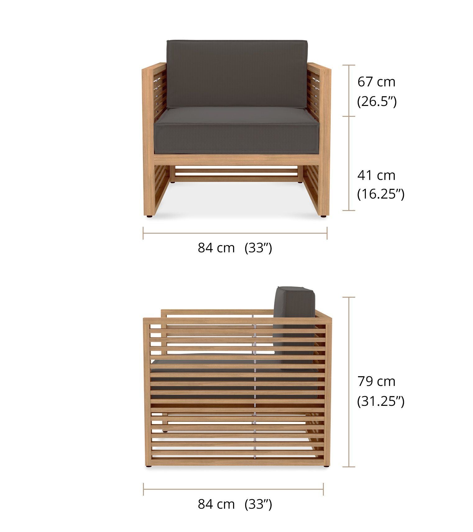 The Buckingham Modular Lounge Chair - Dimensions