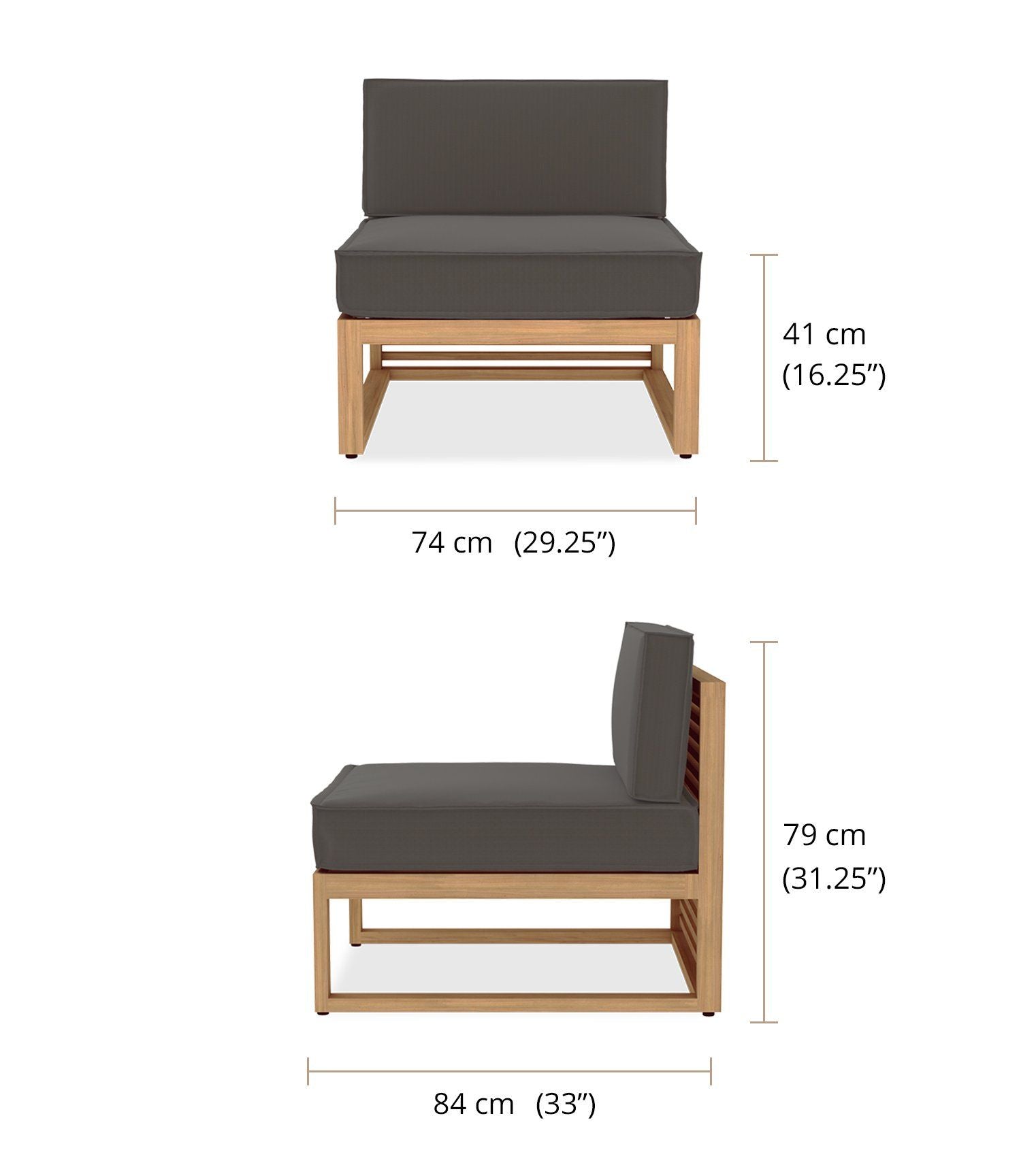 The Buckingham 1 Seat Modular Chair - Dimensions