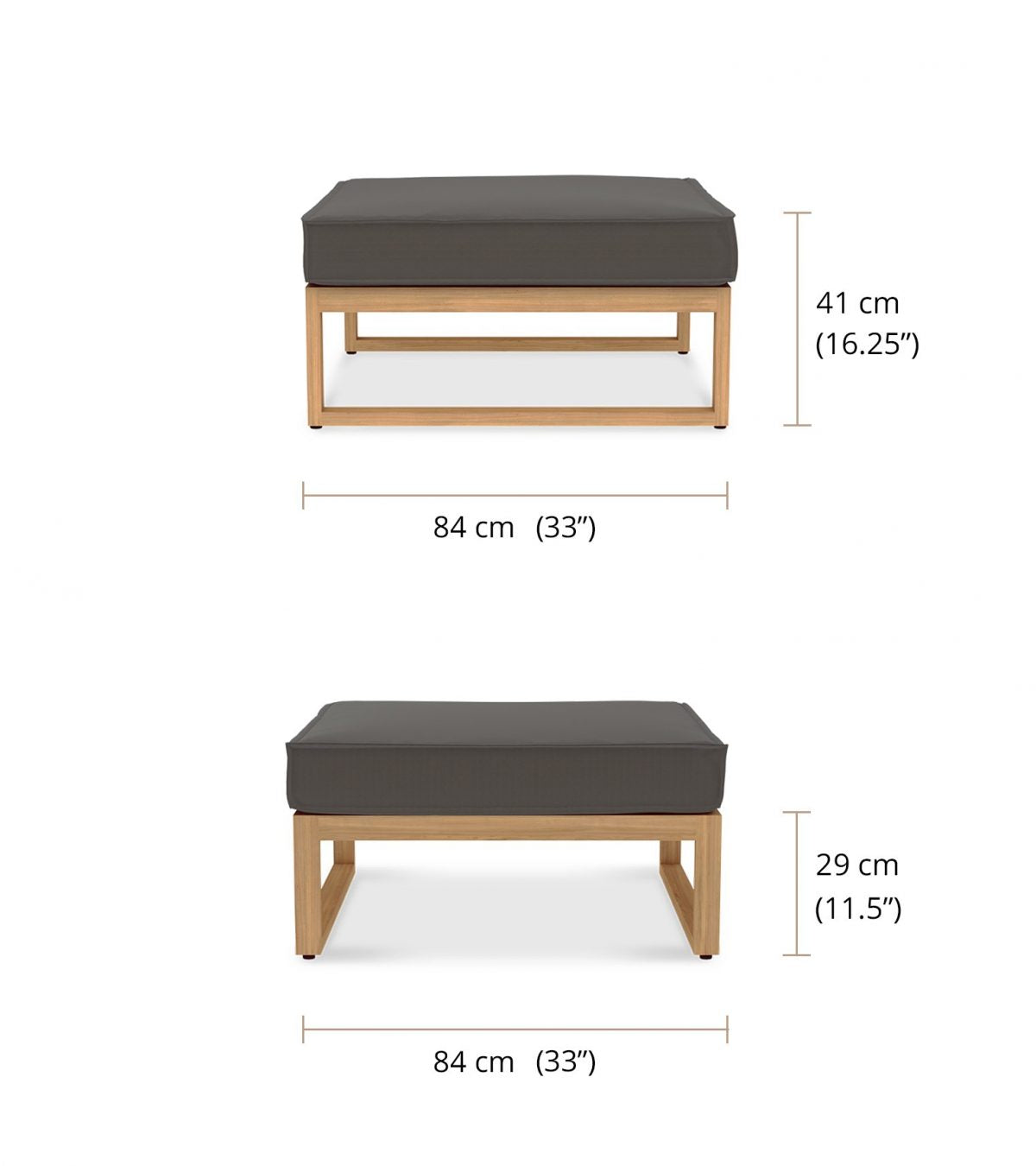 Buckingham Modular Footstool - Dimensions
