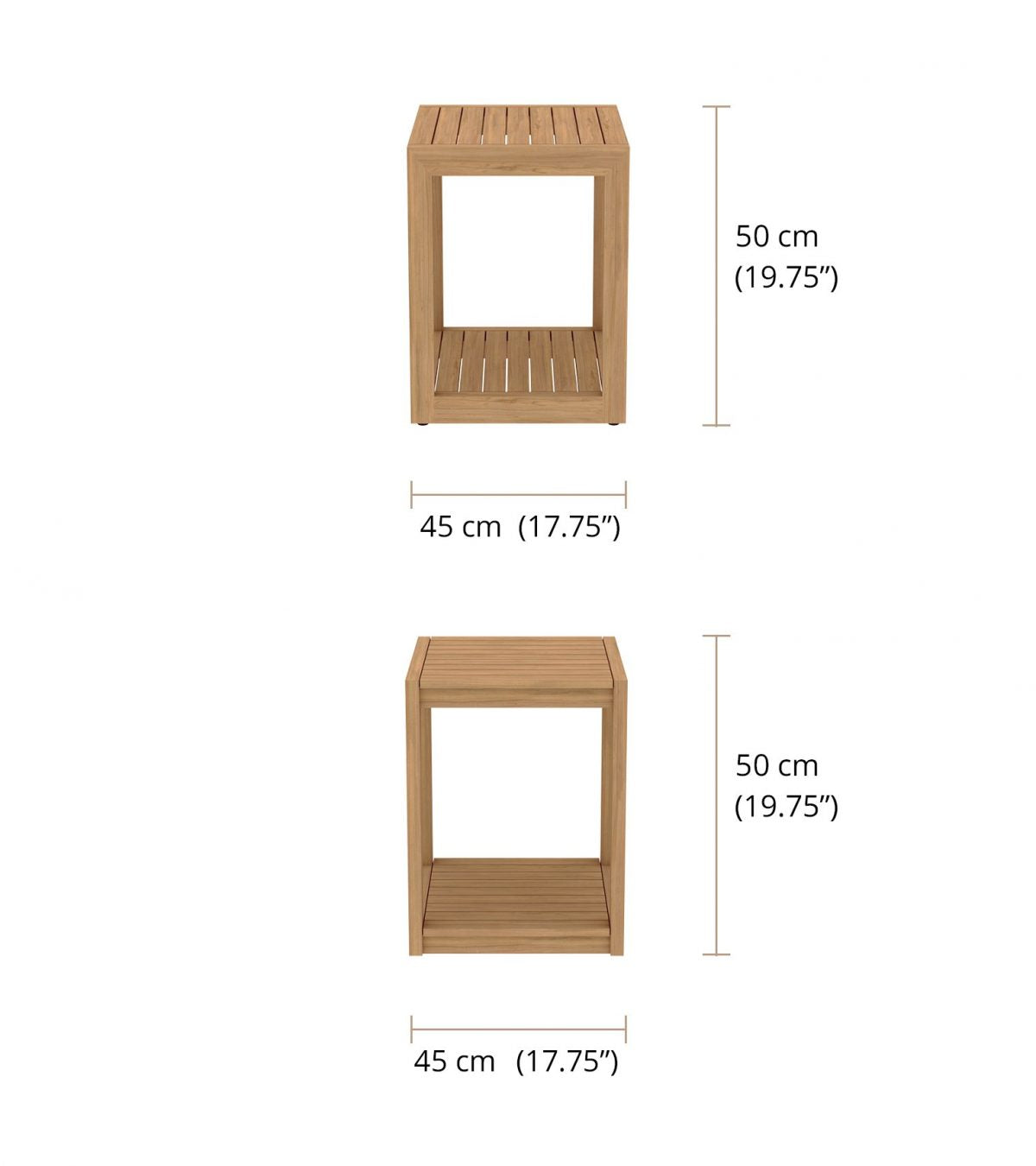 The Buckingham Teak Square Side Table - Dimensions