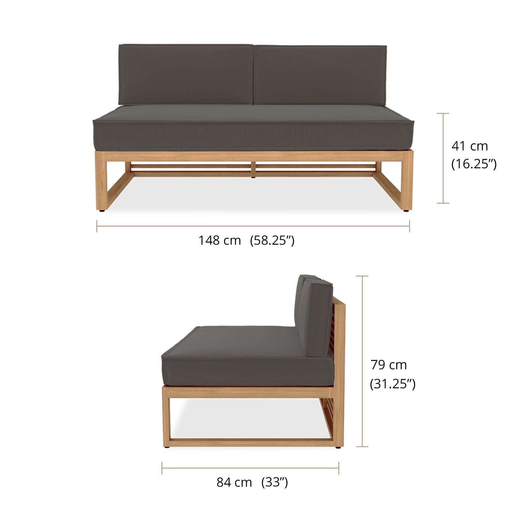 The Buckingham Modular 2 Seater Sofa - Dimensions