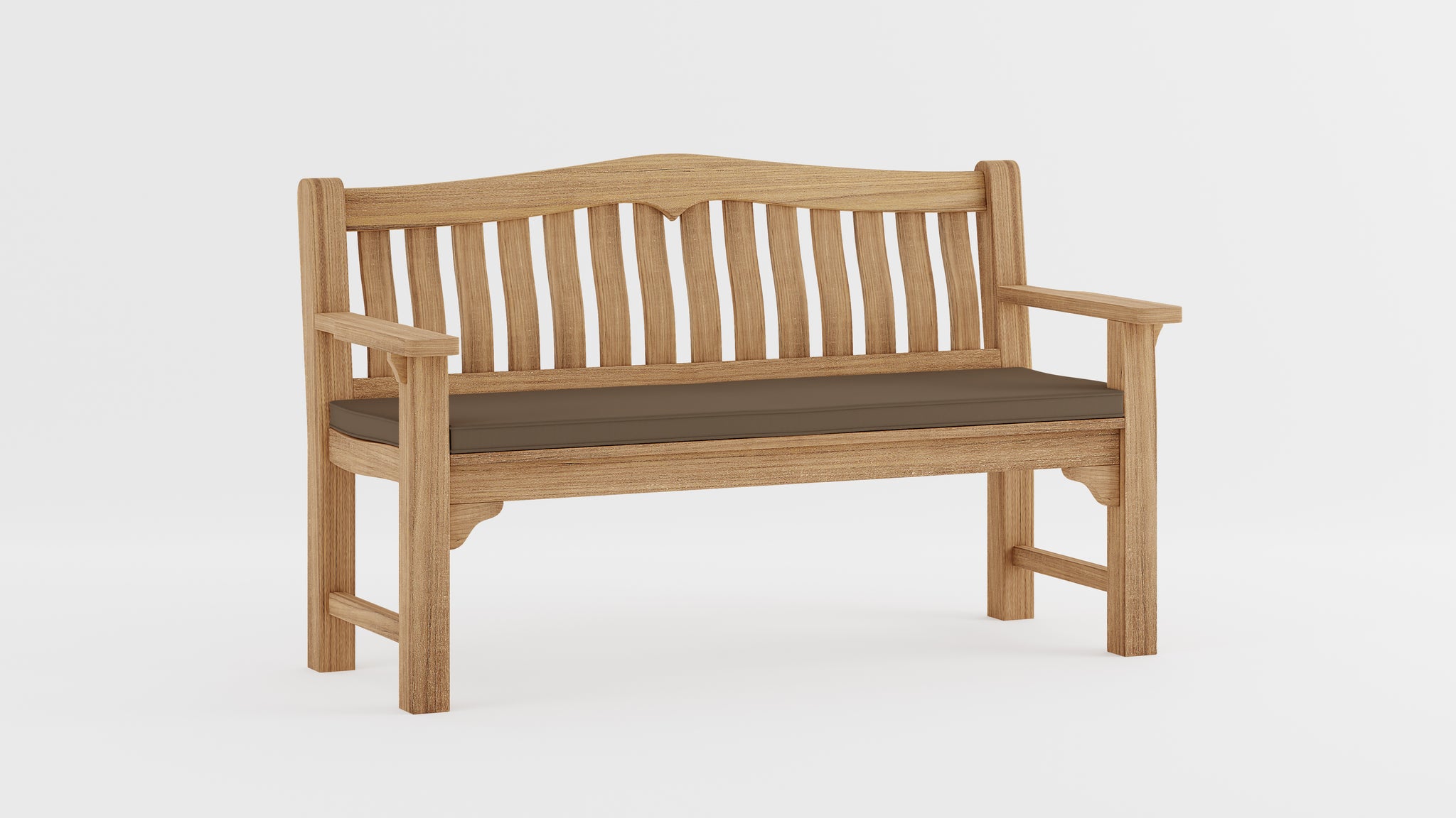 Hereford Teak Garden Bench with Taupe Cushion