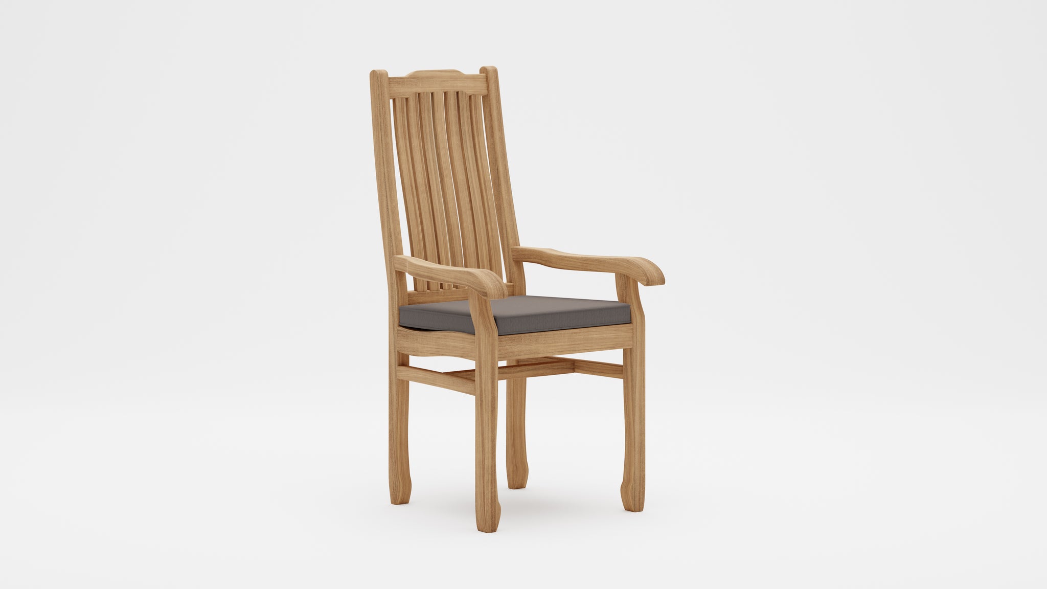 Kensington Teak Carver Chair with Light Grey Cushion