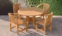 Garden Pedestal Teak Table & 4 Winchester Chairs