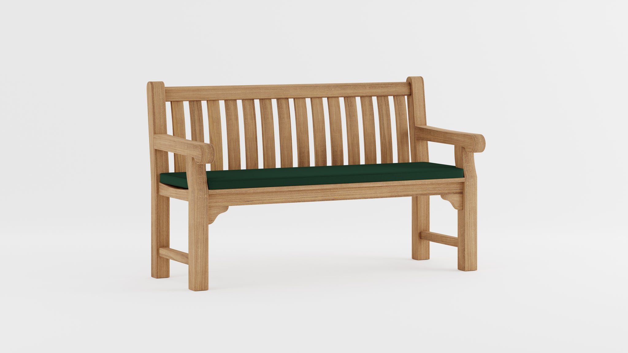 Salisbury Teak Garden Bench with Green Cushion