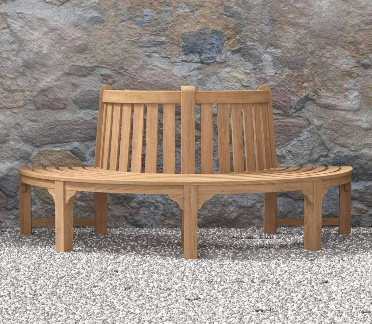 Semi-Circular Teak Bench