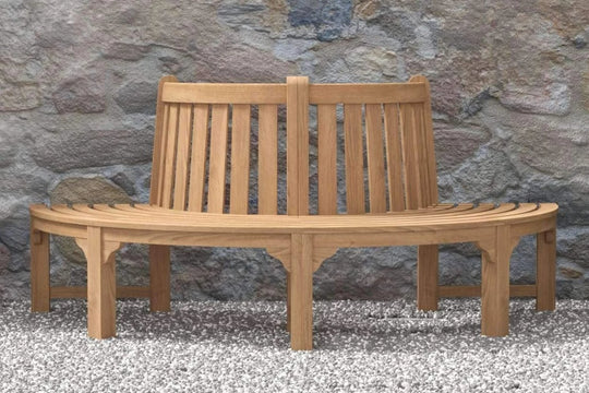 Semi-Circular Teak Bench
