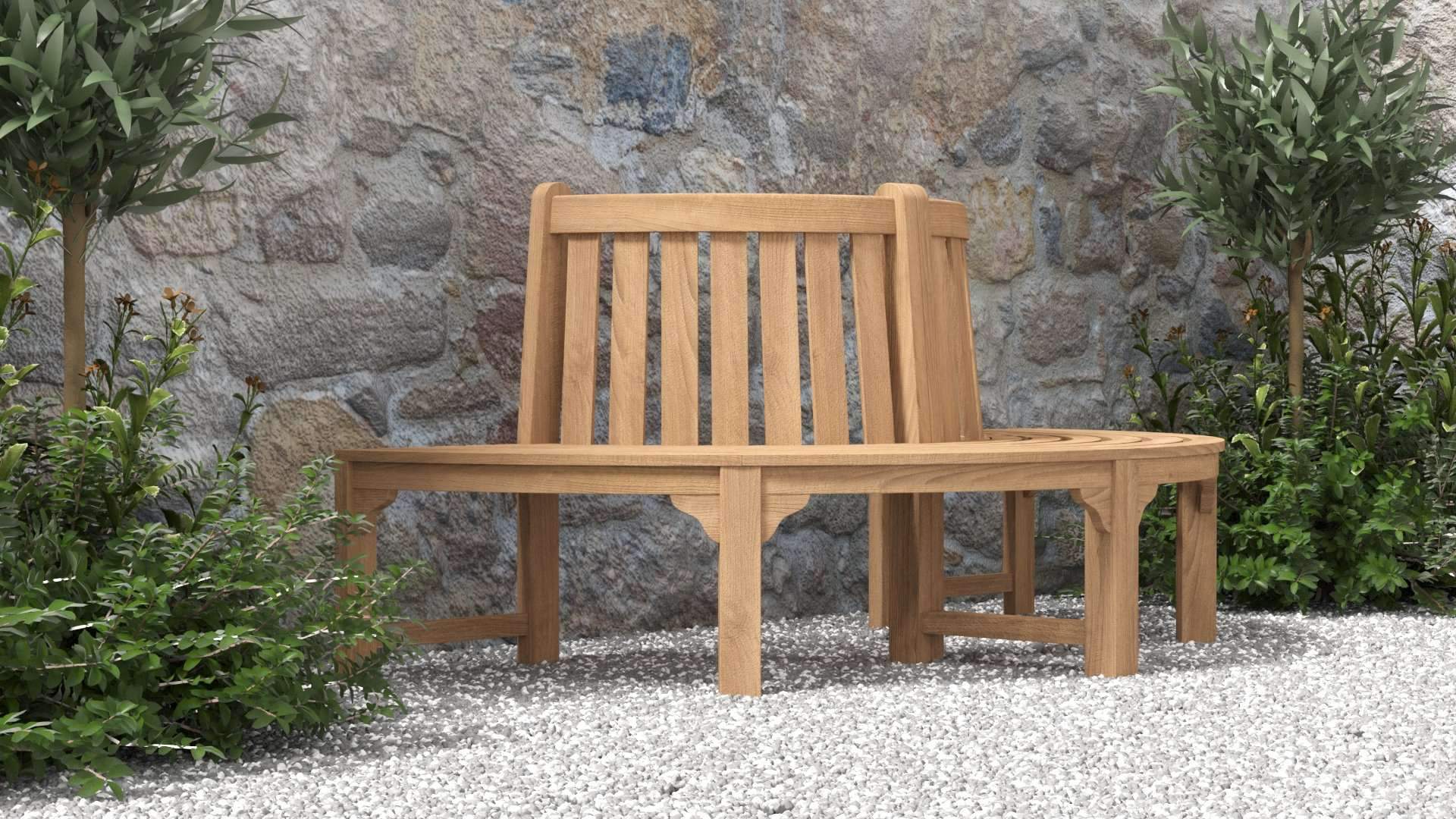 Semi-Circular Teak Bench
