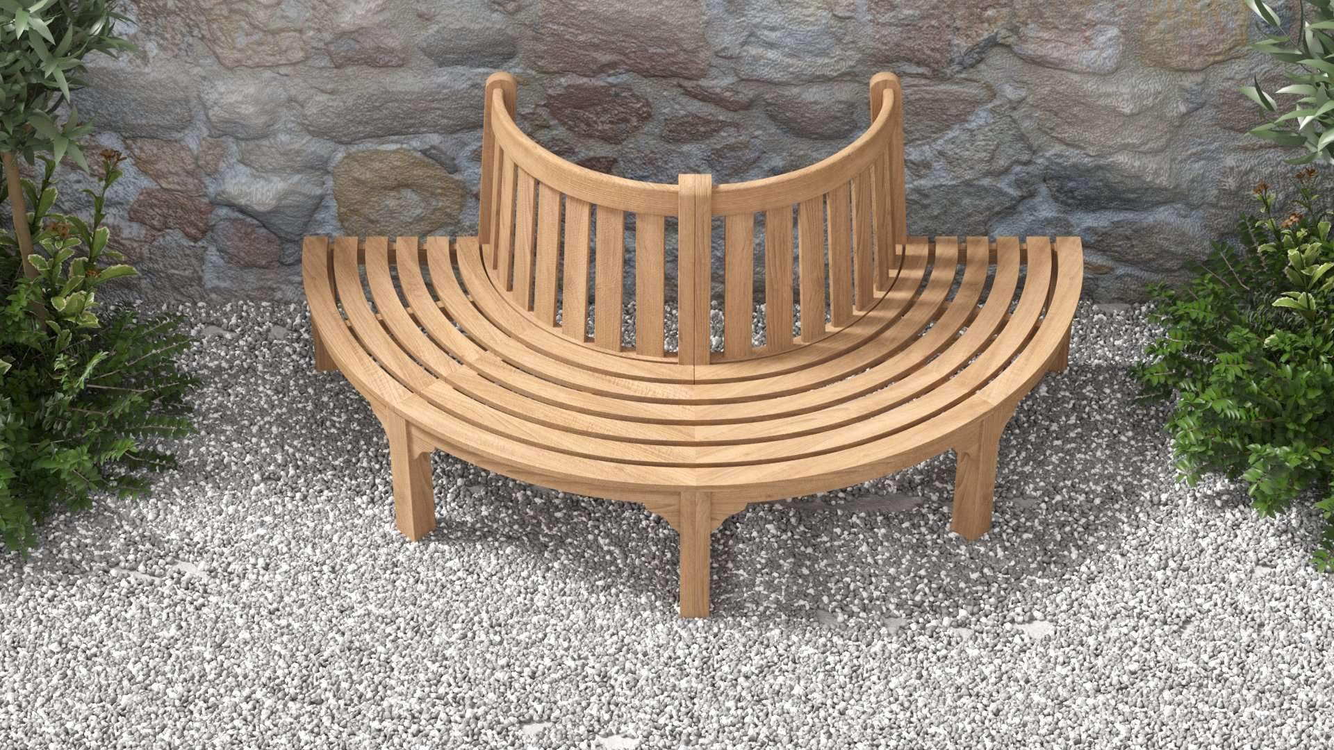 Semi-Circular Teak Bench