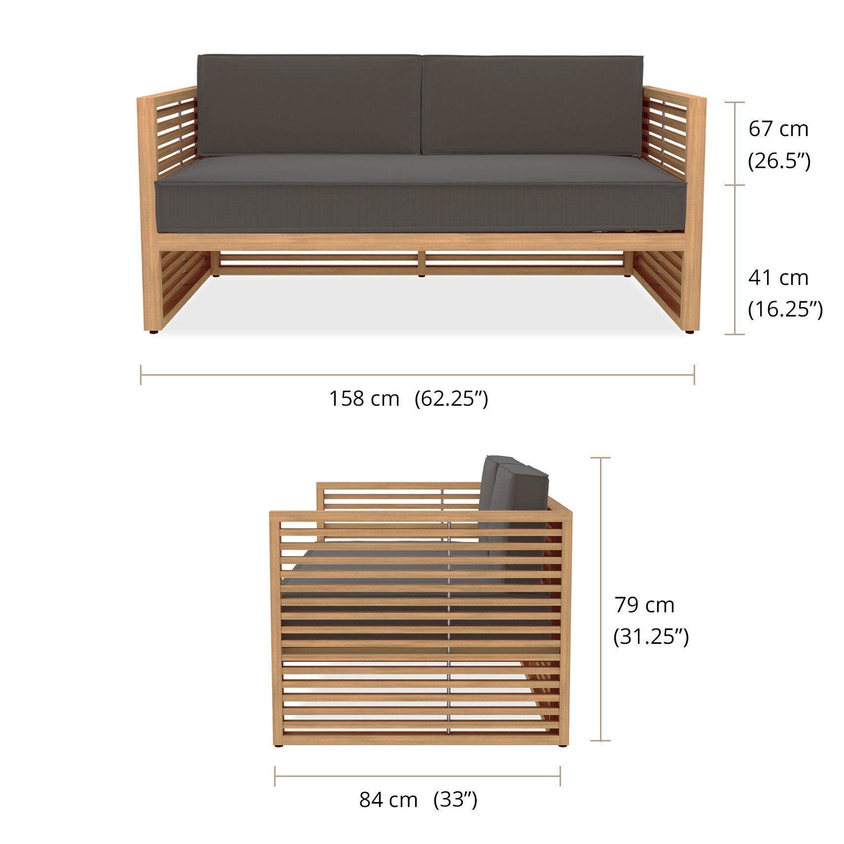 The Buckingham Modular 2 Seater Sofa - Dimensions