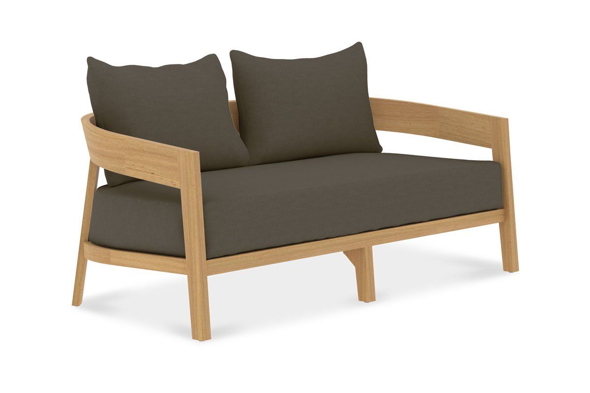 The Windsor Teak Outdoor Lounge Sofa Two Seater Front Angled View