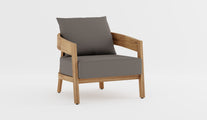 The Windsor Outdoor Teak Lounge Armchair with Light Grey Cushions