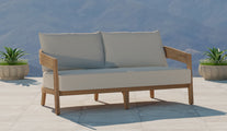 The Windsor Outdoor Teak Lounge Sofa 2 Seater with Ecru Cushions