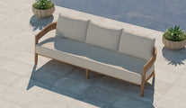 The Windsor Outdoor Teak Lounge Sofa 3 Seater with Ecru Cushions