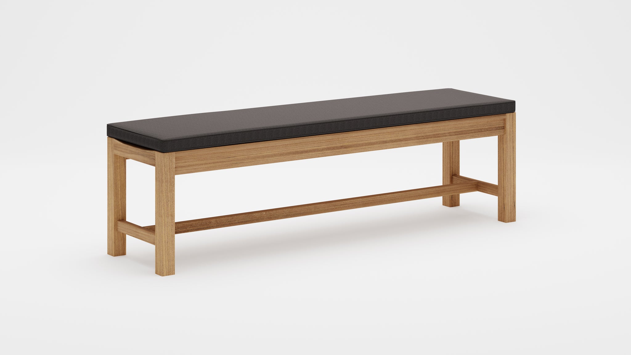 Backless Teak Bench 170cm with graphite cushion