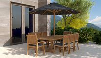 Teak Rectangular Extending Table & 8 Guildford Chair Set with Graphite Cushions Angled View