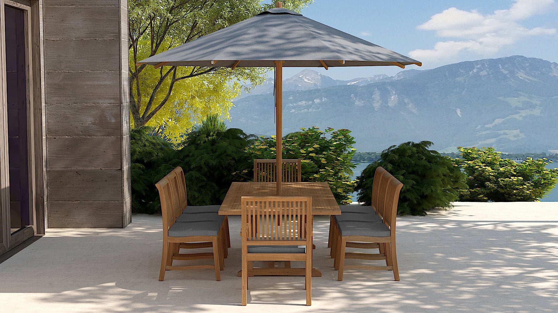 Teak Rectangular Extending Table & 8 Guildford Chair Set