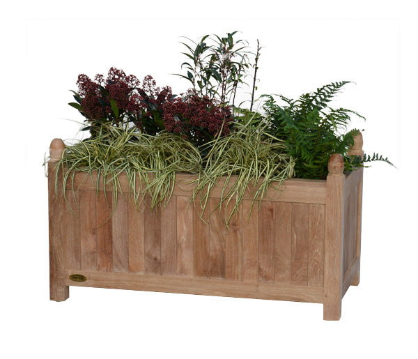 Rectangular Teak Planter 45 x 90cm with Plants