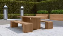 Mayfair Teak Garden Dining Table with Two 200cm Benches Alternative View